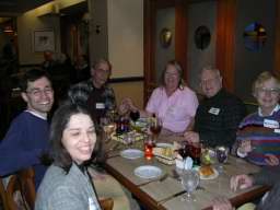 Cru Dinner &mdash; Ellen Ripstein, Mike Nothnagel, Rich Norris, Kim Taylor, Michael Goodman and Marilyn Huret