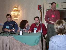 Joe C. and the Pussycats &mdash; Joe Cabrera, Jenny Gutbezahl, Jeffrey Schwartz and Will Shortz at the Trivia Contest