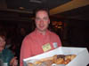 Tom Ratcliffe with Tim Horton donuts for Friday night Cru dinner