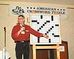 Mike shows off his "1-hour" crossword