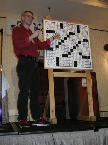 Mike Shenk and his "one hour" Garden Variety puzzle.