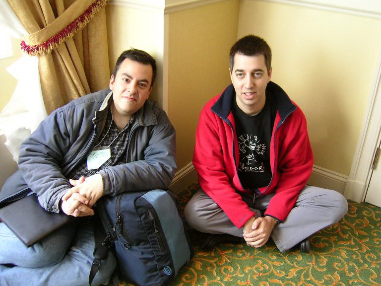 Waiting for the finals to start — Joe Cabrera and Trip Payne